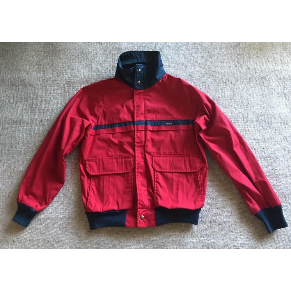 Vintage Woolrich Men's Jacket Medium Red Blue Flight Bomber USA #1661